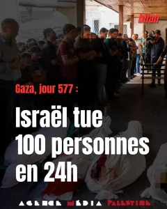 Image qui montre des Gazaouis en prière, après le nombre de morts à Gaza, tués par Israël.